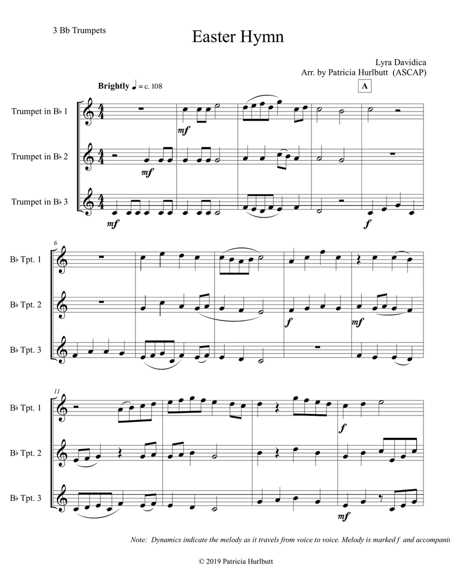 Easter Hymn for Trumpet Trio (LYRA DAVIDICA)
