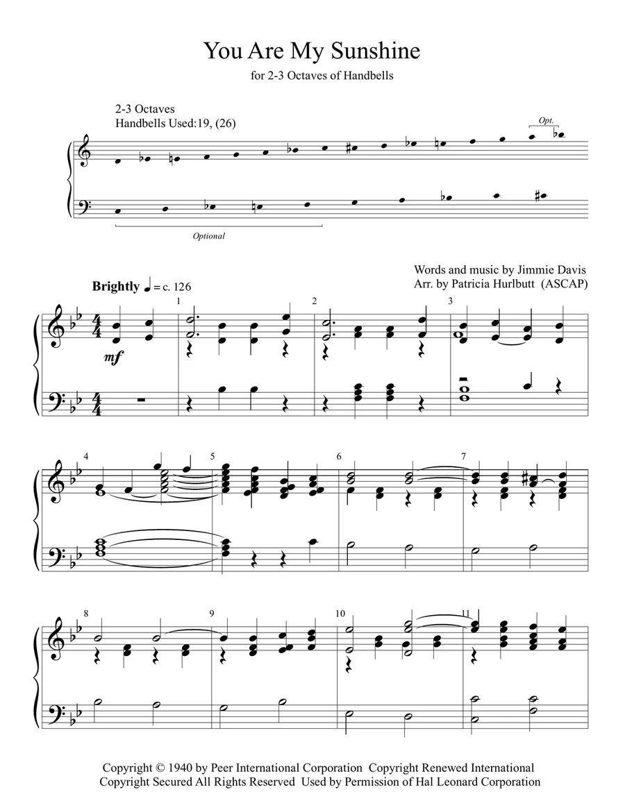 You Are My Sunshine (Handbells)