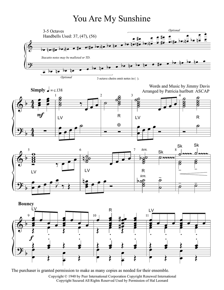 You Are My Sunshine (Handbells)