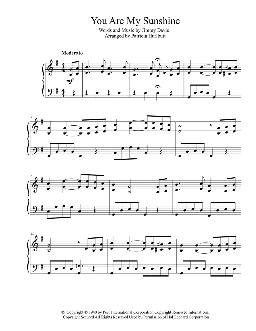 You Are My Sunshine (Piano Solo)